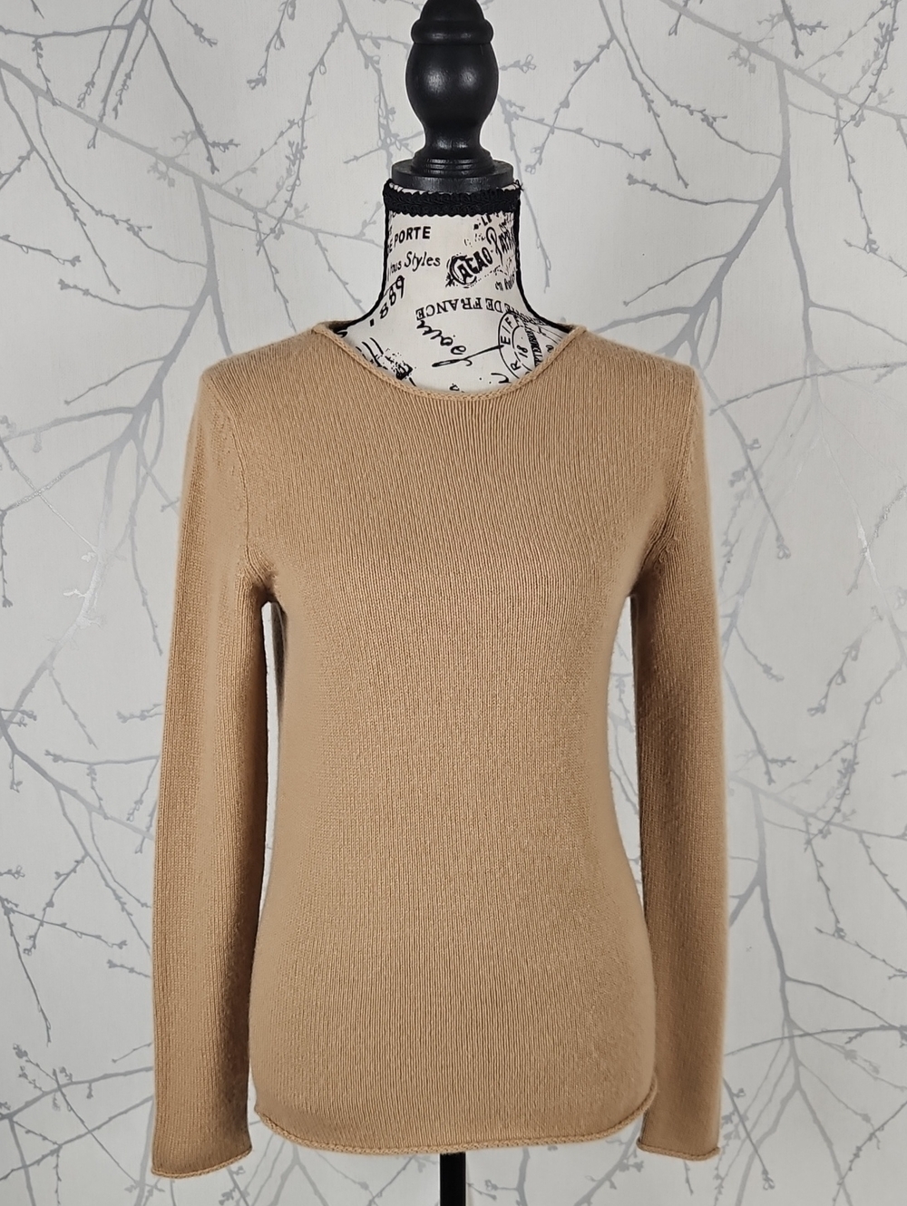 Theory Beige Camel 100% Cashmere Crewneck Sweater